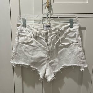Agolde white cutoff denim shorts